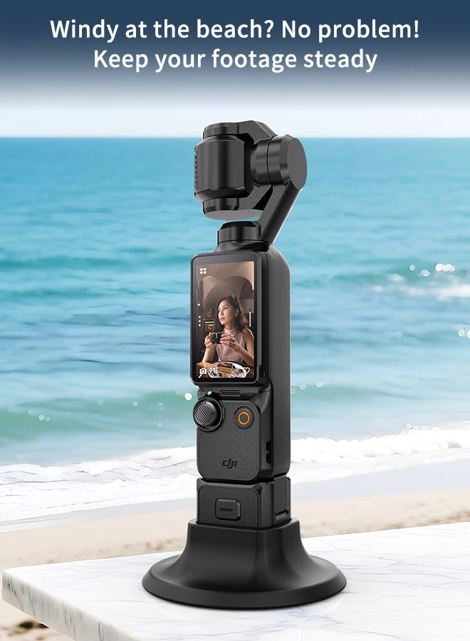Silicone Desktop Base Stand for DJI Osmo Pocket 3, Non-Slip Mount Holder, Works with Protective Case, Stable Tabletop Gimbal Camera Accessory, Black - Image 5